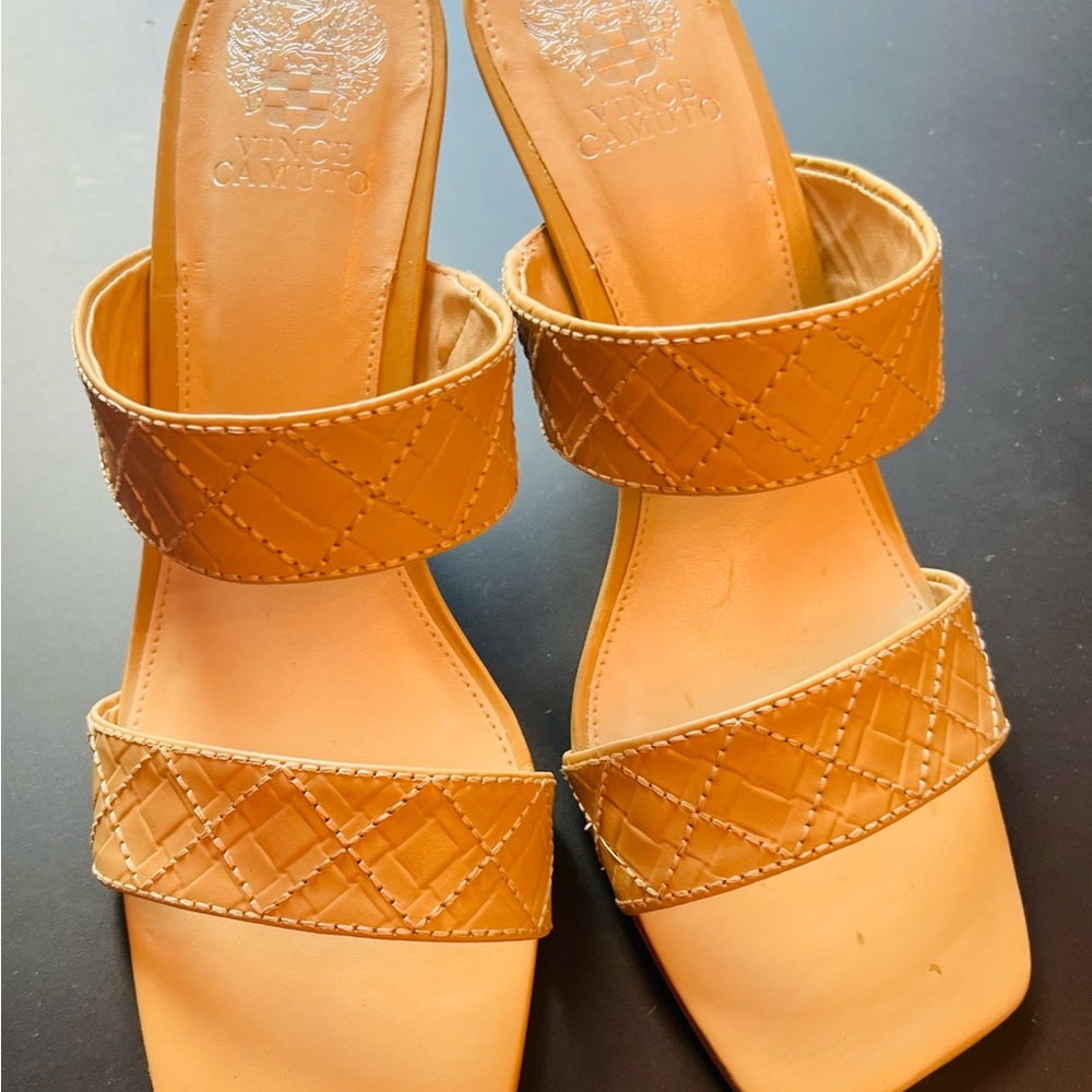 Vince Camuto Quilted Tan Heels